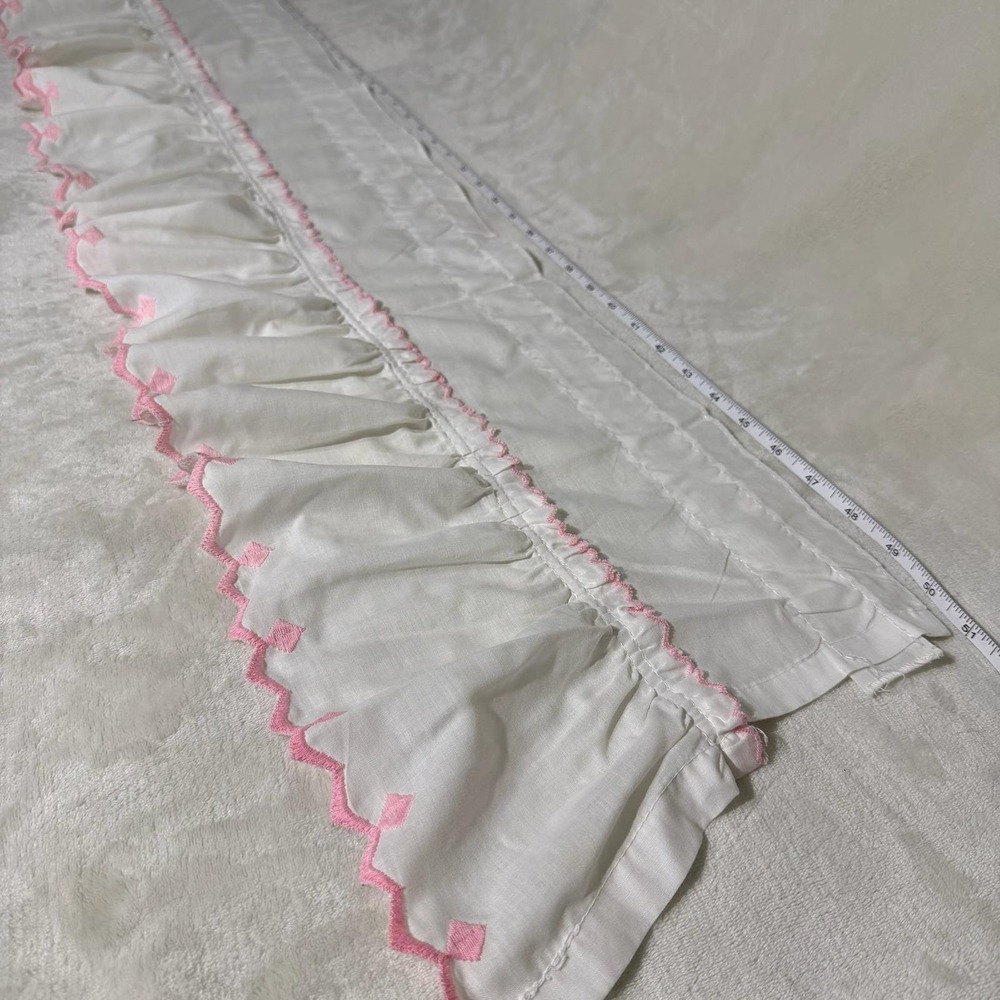 Set of‎ Vintage White Pink Embroidered Curtains 1 Panel & 5 Valances Cottagecore - Picture 8 of 12